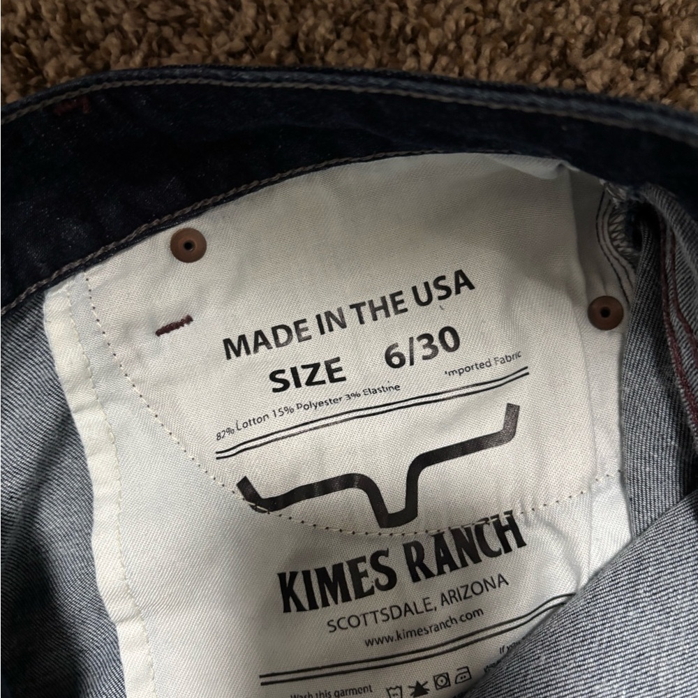 6/30 Audrey Kimes Ranch Dark Indigo Denim Jeans with White Pocket Lining - Picture 4 of 4